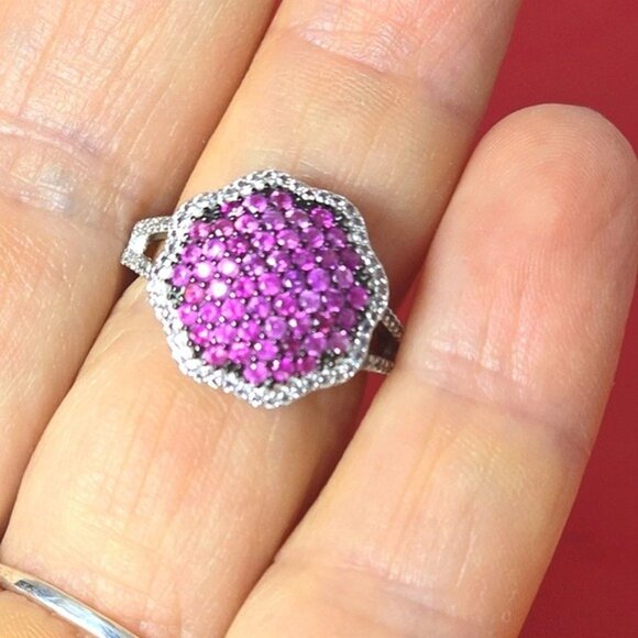 925 Sterling Silver Ring SZ 6 with Natural Pink Sapphire Gemstone - Picture 2 of 10